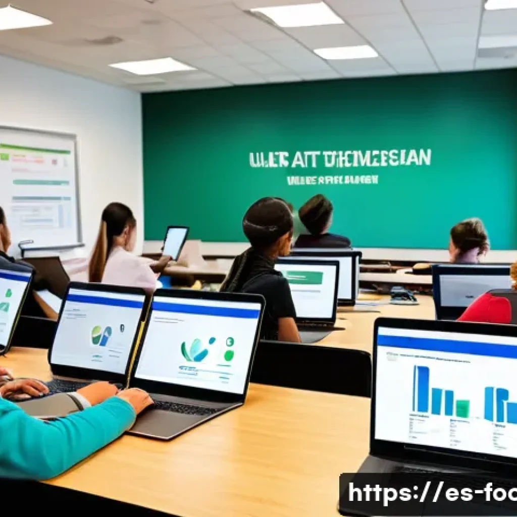 식품기사 자격증 취득 방법 - A modern classroom setting with diverse adult students attentively participating in an online food t...