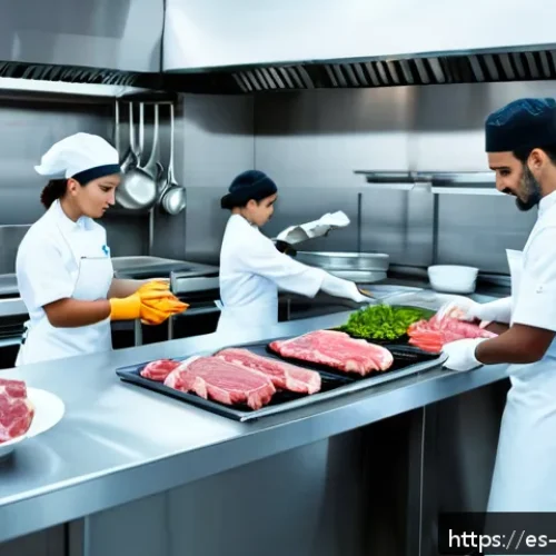 Home 32 식품위생 관련 온라인 강의 추천 - A professional kitchen scene in a modern Latin American restaurant, showcasing a diverse team of che...