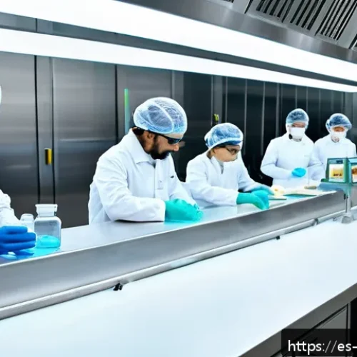 Home 30 식품공학과와 식품위생학과 차이 - A modern food engineering laboratory scene in a Spanish-speaking country, showing diverse food scien...